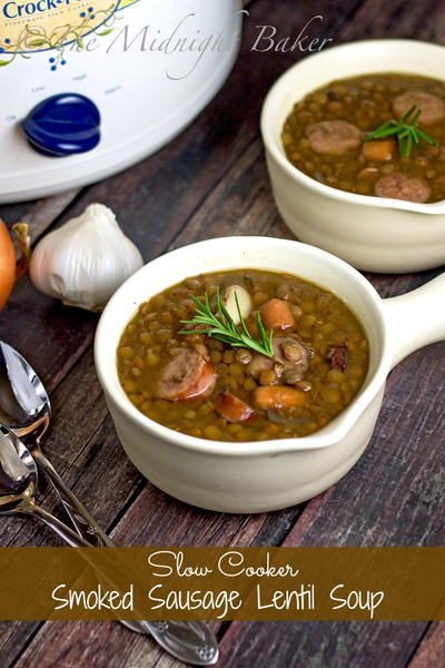 Smoky Slow Cooker Sausage Lentil Soup Smoky Sausage Lentil Soup