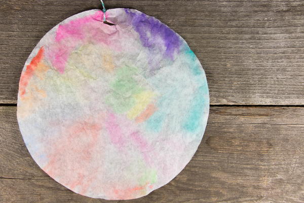 Colorful Coffee Filter Window Hangings Colorful Coffee Filter Window Hangings