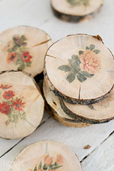 Blooming Botanical Wood Slice Coasters