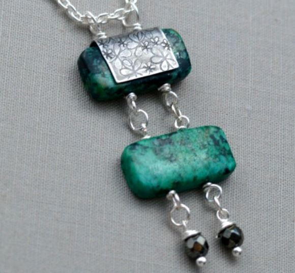 Turquoise Stone Ladder Necklace Turquoise Stone Ladder Necklace