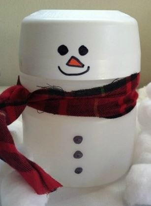 Upcycled Kool-Aid Container Snowman