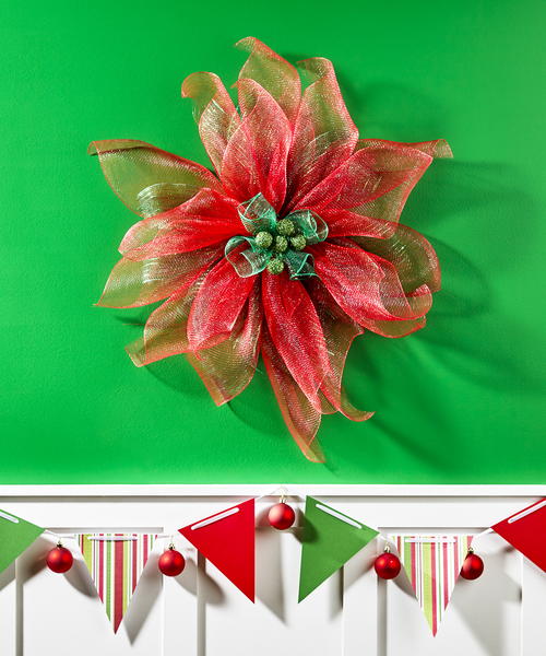 Decorative Mesh Poinsettia Flower Decorative Mesh Poinsettia Flower