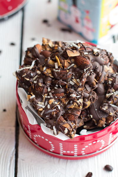 Coffee Roasted Almond Coconut Chocolate Bark Coffee Roasted Almond Coconut Chocolate Bark