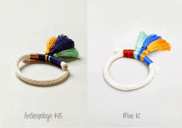 DIY Anthropologie-Inspired Tassled Rope Bracelet