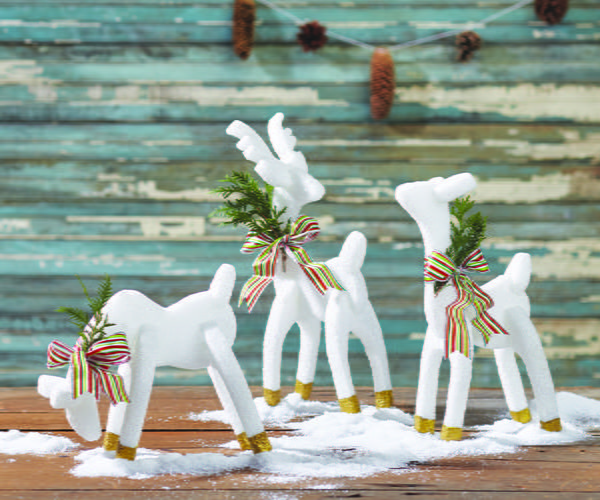 Gold Dipped Frosted Reindeer Trio