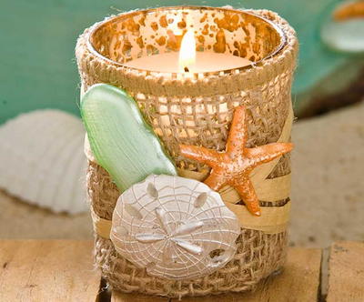 DIY Beach Wedding Burlap Candles