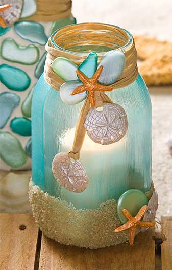 DIY Beachy Mason Jar Candle Holder