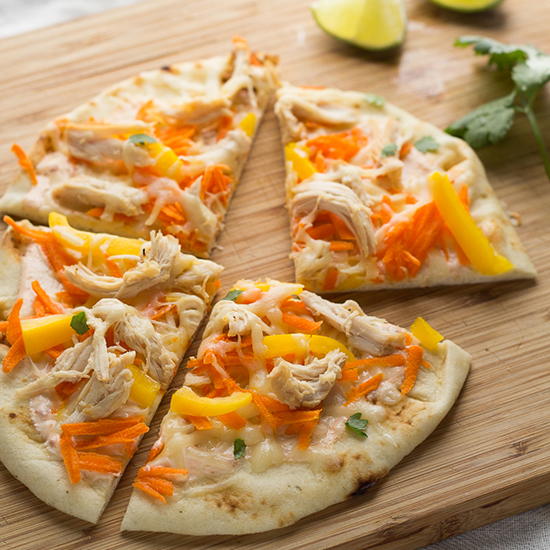 Thai Curry Chicken Naan Bread Pizzas