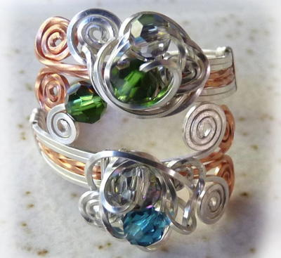 Crystal Swirl Wire Ring