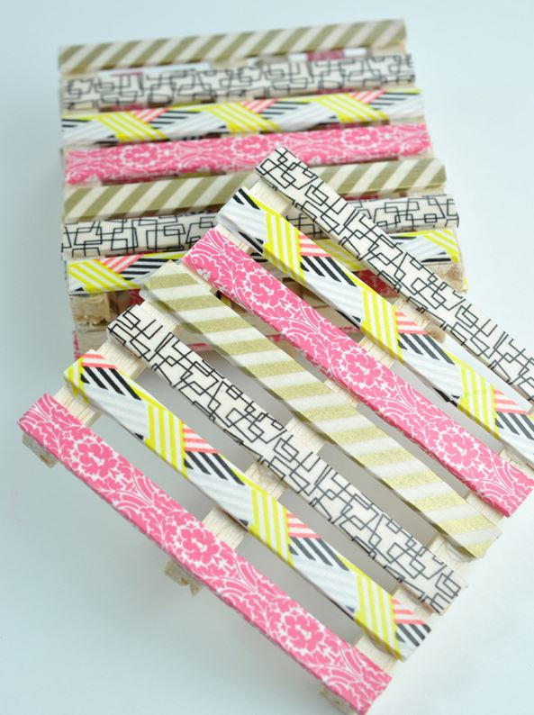 Washi Tape Mini Pallet Coasters Washi Tape Mini Pallet Coasters