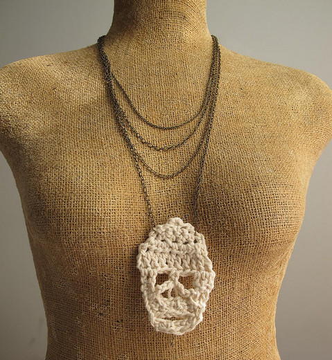 Crochet Skull Necklace