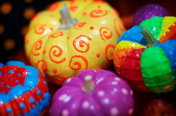 Colorful Painted Pumpkins Colorful Painted Pumpkins