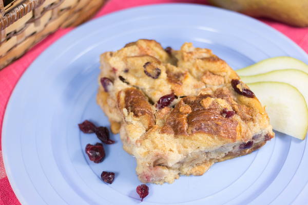 Pear and Cranberry Bread Pudding