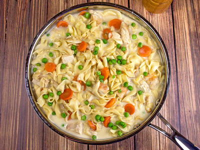 Creamy Leftover Chicken with Noodles | FaveSouthernRecipes.com