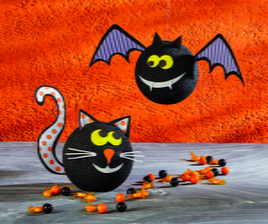 Halloween Bat and Cat