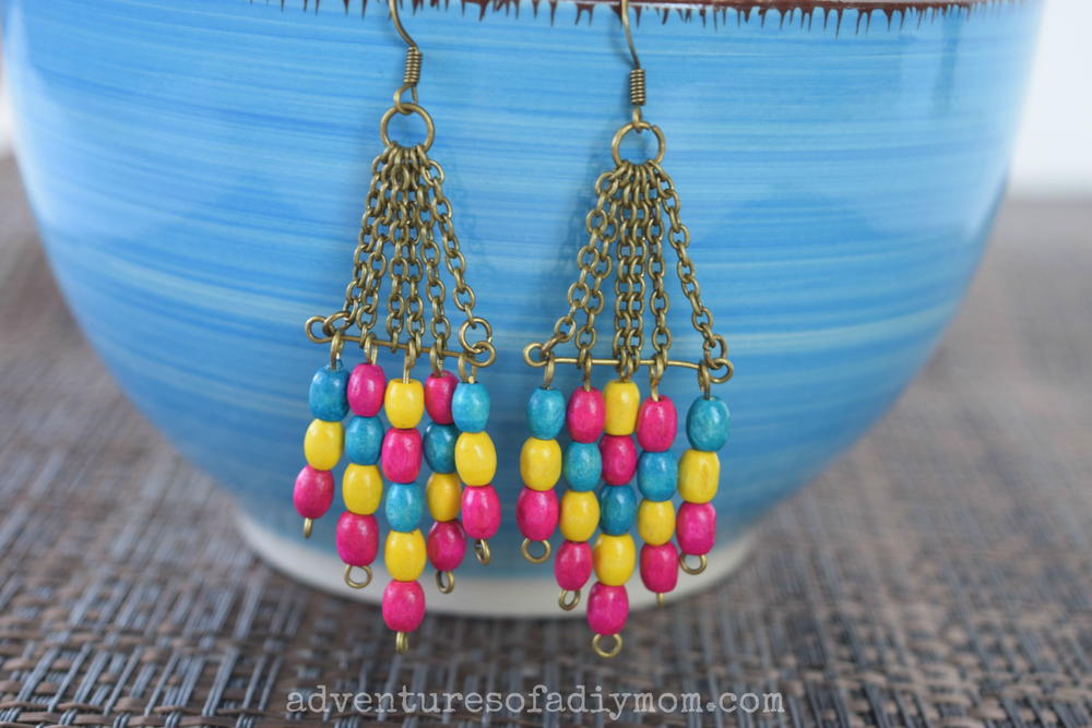 earrings diy bead wooden dangle chain
