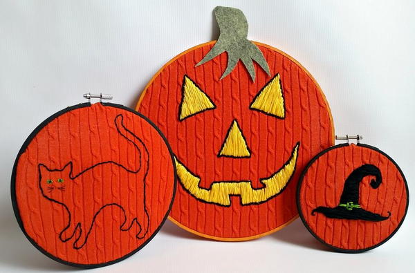 Thrifted Sweater Halloween Hoops Thrifted Sweater Halloween Hoops