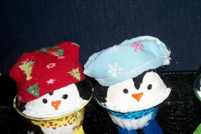 Recycled Painted Christmas Penguins
