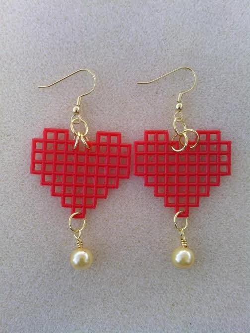 Red Heart Golden Pearl Drop Earrings Red Heart Golden Pearl Drop Earrings
