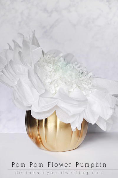 DIY Pom Pom Flower Pumpkin