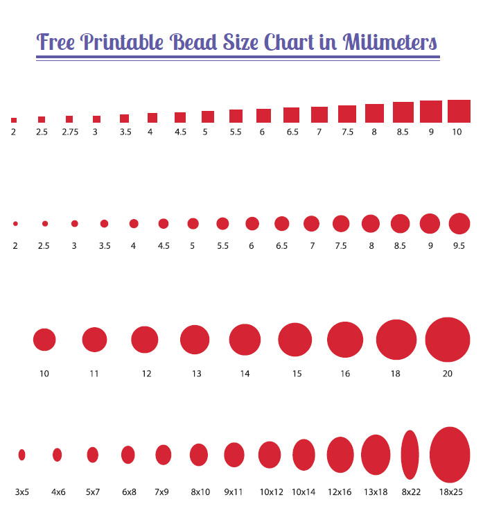 mm size chart actual size