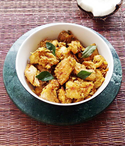 Chicken Roast with Fresh Coconut Chicken roast with fresh coconut