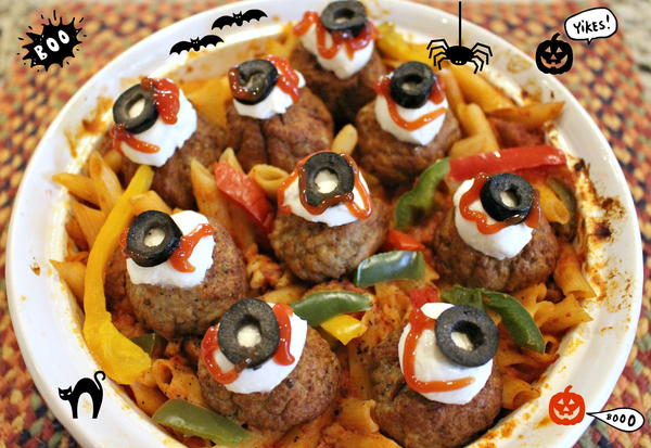 Spooky Meatballs Spooky Eyeballs Casserole
