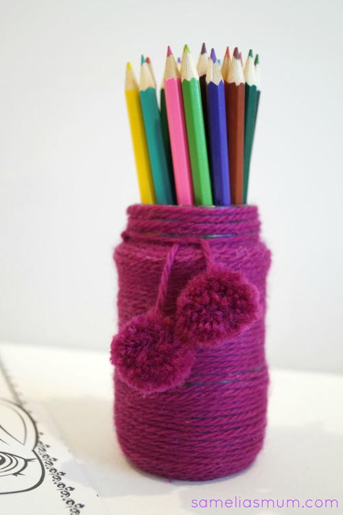 Yarn Covered Pencil Pot