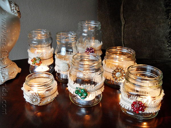 Jeweled Burlap Luminaries