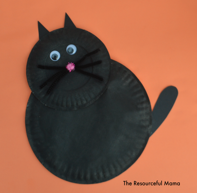 Paper Plate Black Cat | AllFreeKidsCrafts.com
