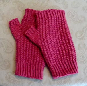 Crazy for Cranberry Knit Mitts