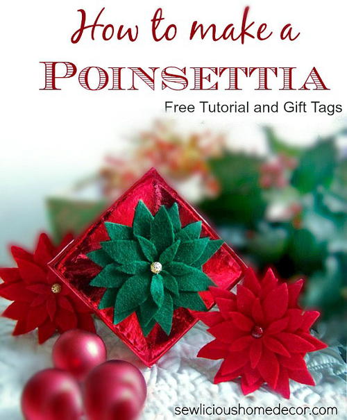 Felt Poinsettia Gift Topper Felt Poinsettia Gift Topper