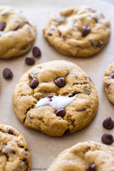 Pumpkin Chocolate Chip Marshmallow Cookies
