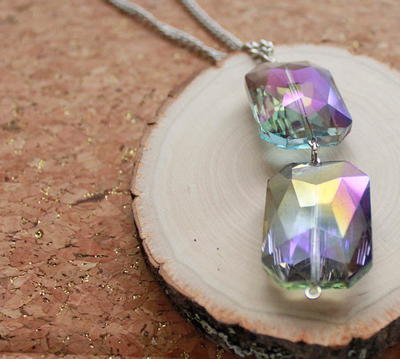 Faceted Glass Drop Necklace