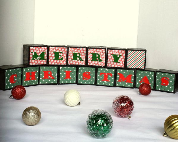 Reversible Merry Christmas Decorative Blocks Reversible Merry Christmas Decorative Blocks