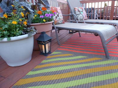 Cute Upcycled Spray Painted Outdoor Rug Cute Upcycled Spray Painted Outdoor Rug