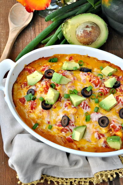 Dump-and-Bake Cheesy Chicken Taco Casserole