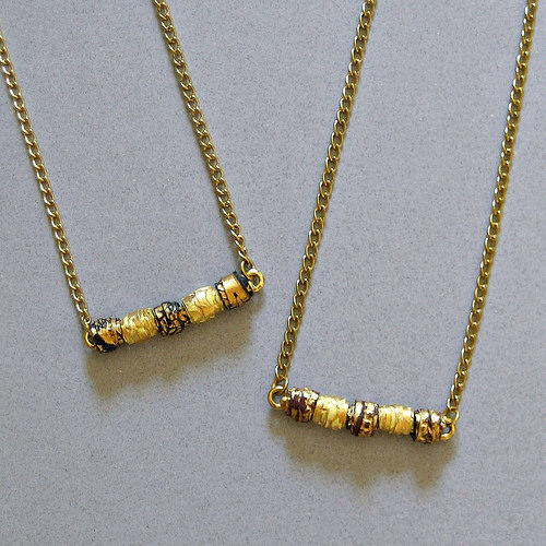 Glam Gold Paper Bead Bar Necklace Glam Gold Paper Bead Bar Necklace