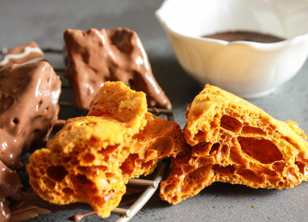 Chocolate-Covered Toffee Honeycombs Chocolate-Covered Toffee Honeycombs