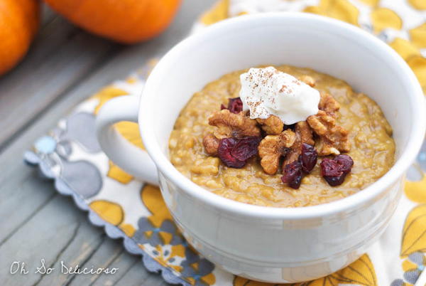 Overnight Slow Cooker Pumpkin Oatmeal
