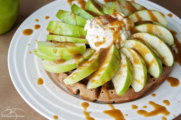Eggless Caramel Apple Waffles Eggless Caramel Apple Waffles