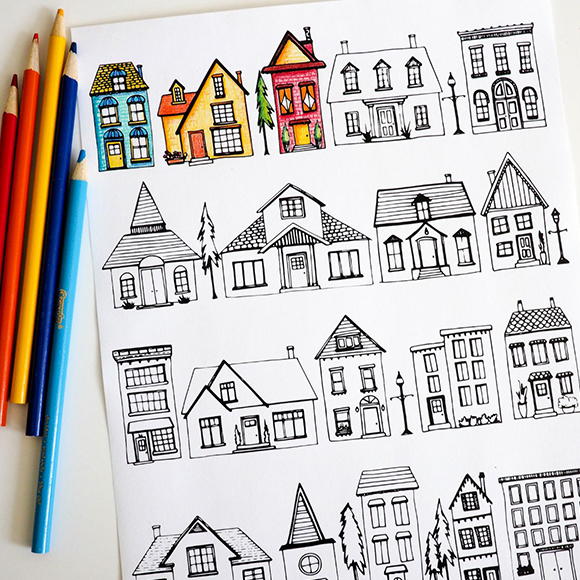 Houses Coloring page HOUSES COLORING PAGE
