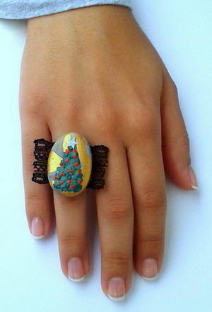 Painted Rock Christmas Ring Painted Rock Christmas Ring