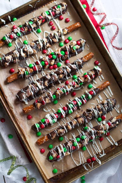 Candy-Covered Chocolate-Dipped Pretzels