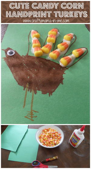 Cute Candy Corn Handprint Turkeys for Thanksgiving Cute Candy Corn Handprint Turkeys for Thanksgiving