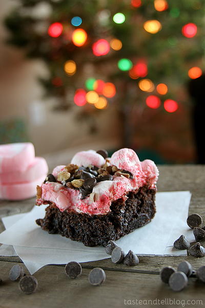 Peppermint Rocky Road Brownies
