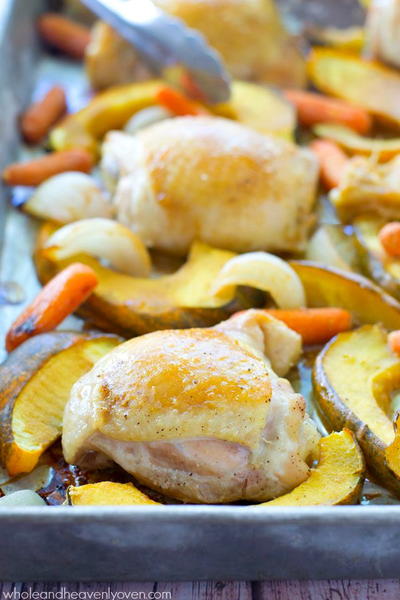 Maple Dijon Roasted Chicken with Acorn Squash