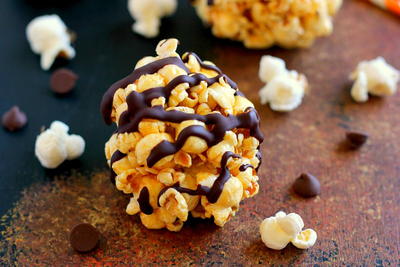 Chocolatey Caramel Popcorn Balls