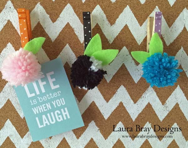 Pom Pom Clothespin Pushpins