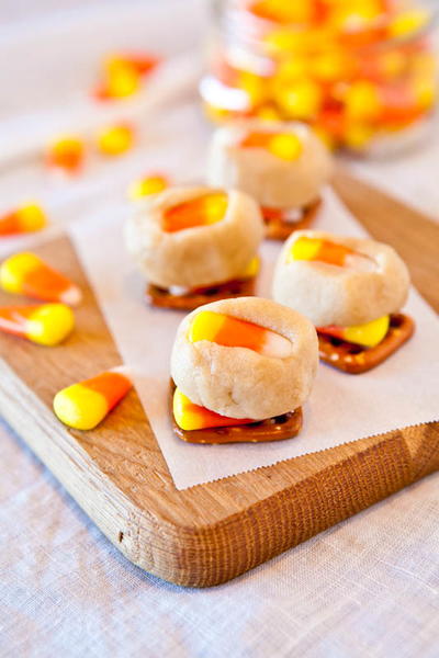 Candy Corn Cookie Dough Pretzel Bites Candy Corn Cookie Dough Pretzel Bites